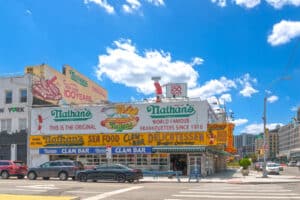 New York City, United States - May-28-2024 - The famous Nathan's Hot Dog's in Coney Island